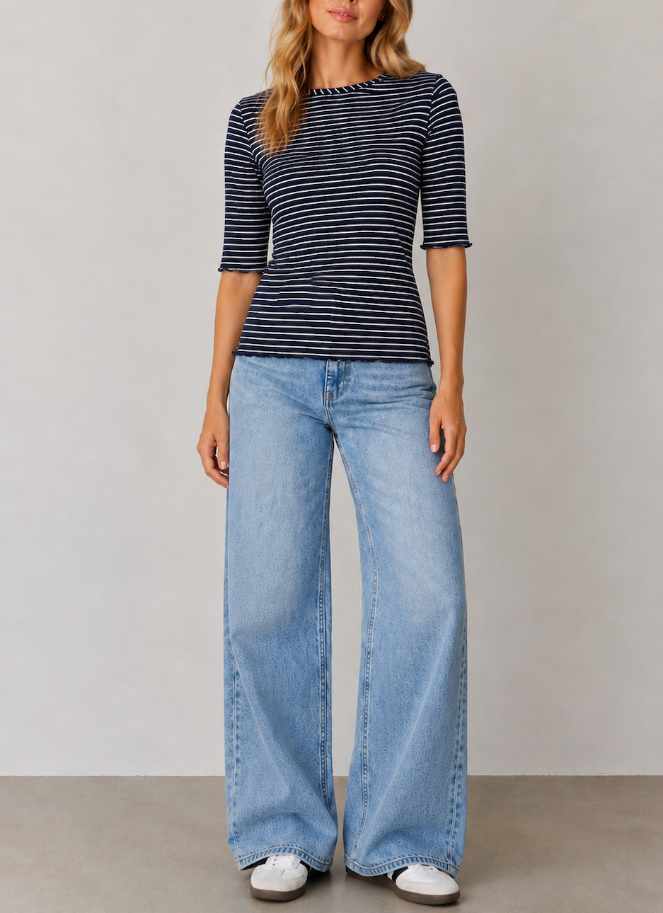 Calliope Top S/S | Navy Stripe