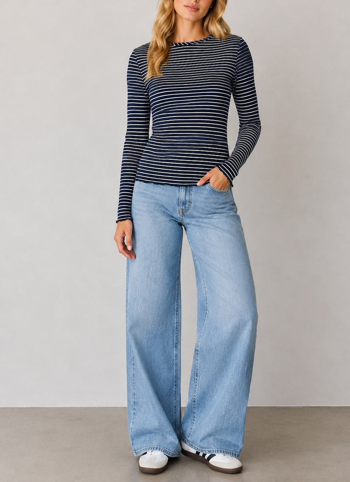 Calliope Top L/S | Navy Stripe