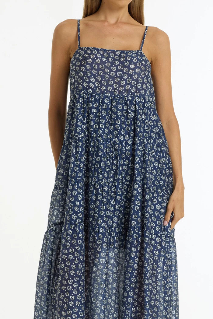 Carmen Dress | Navy/White Print