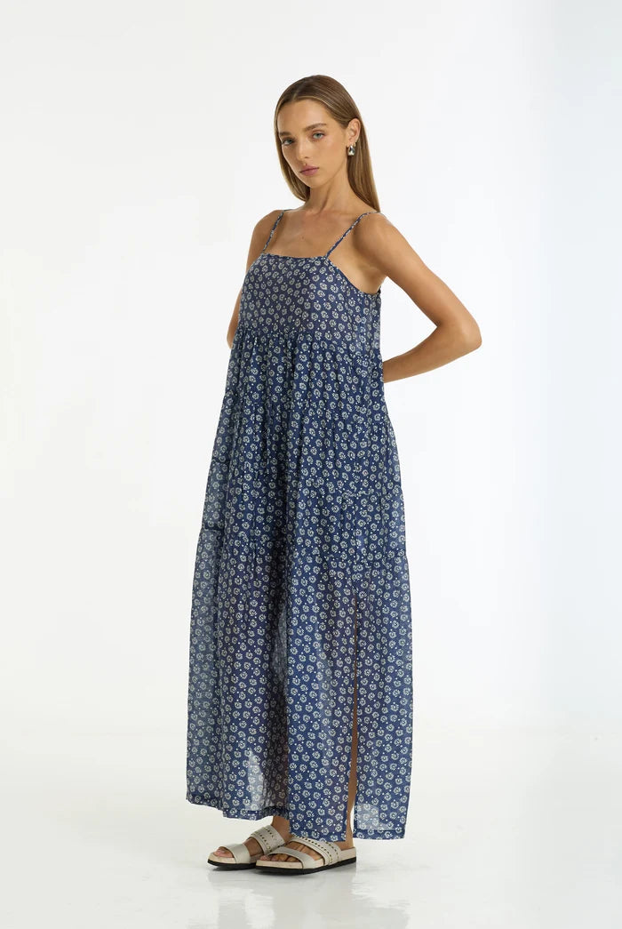 Carmen Dress | Navy/White Print
