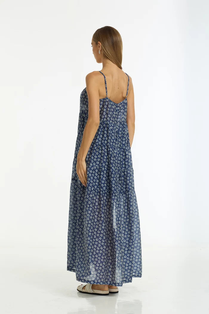 Carmen Dress | Navy/White Print