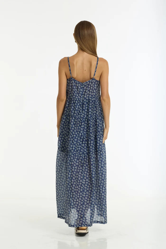 Carmen Dress | Navy/White Print