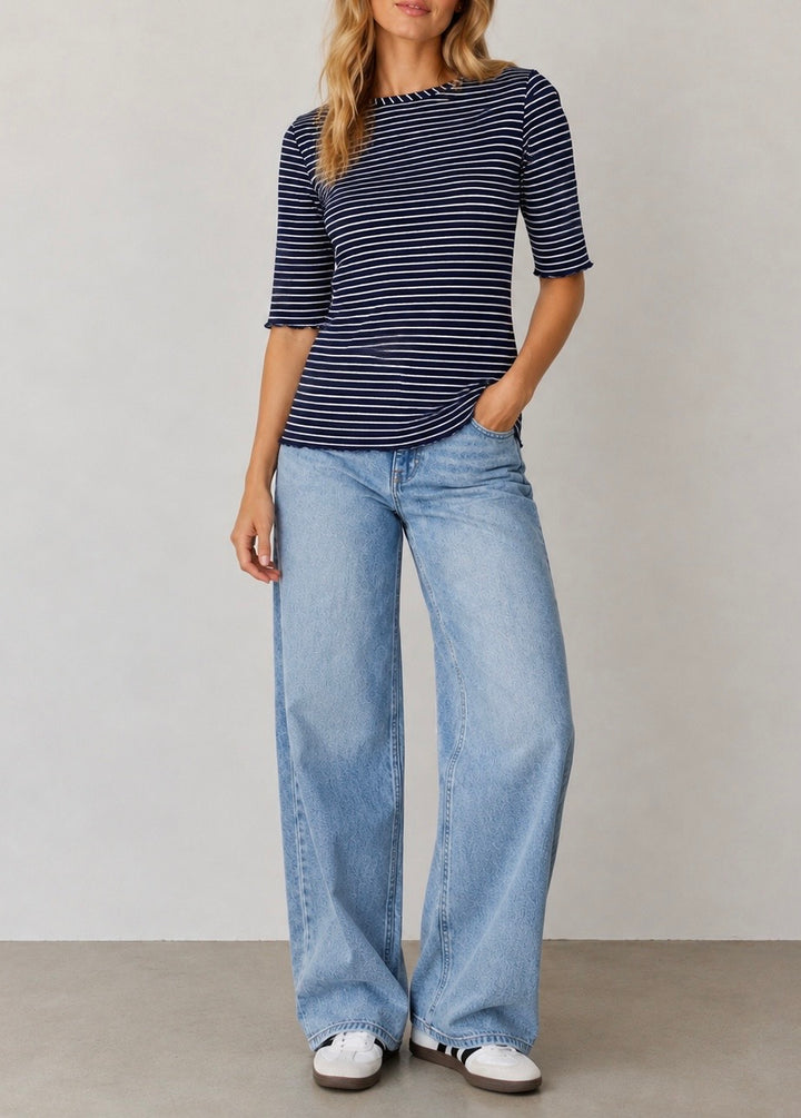 Calliope Top S/S | Navy Stripe