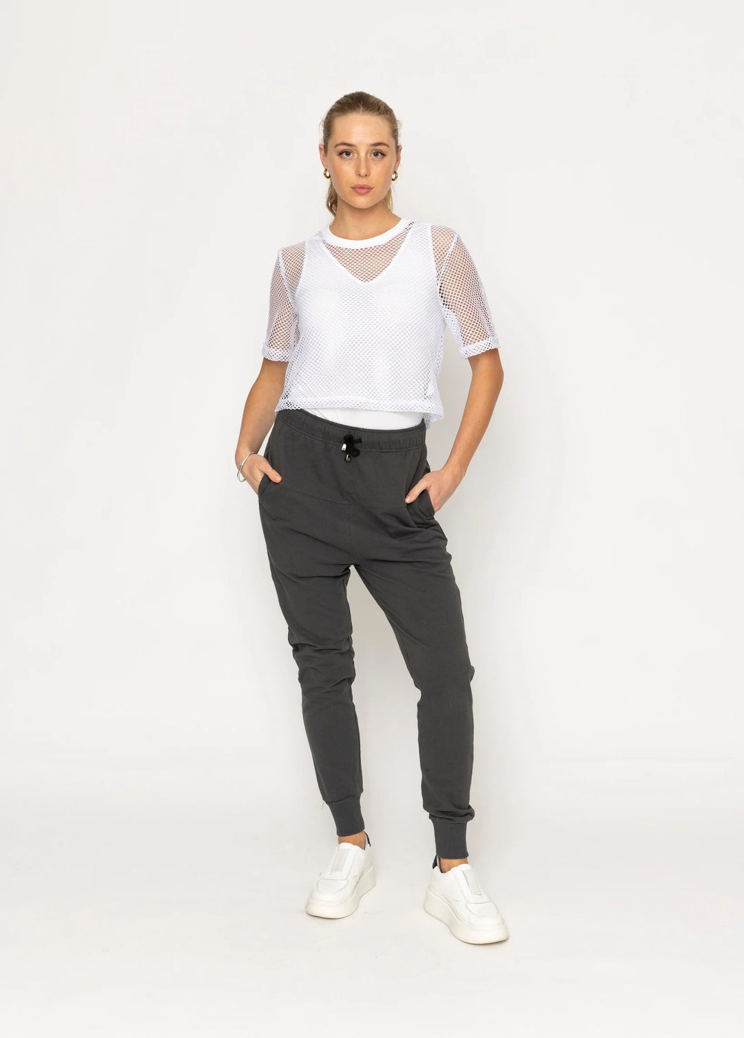 Arrow Mesh Top | White
