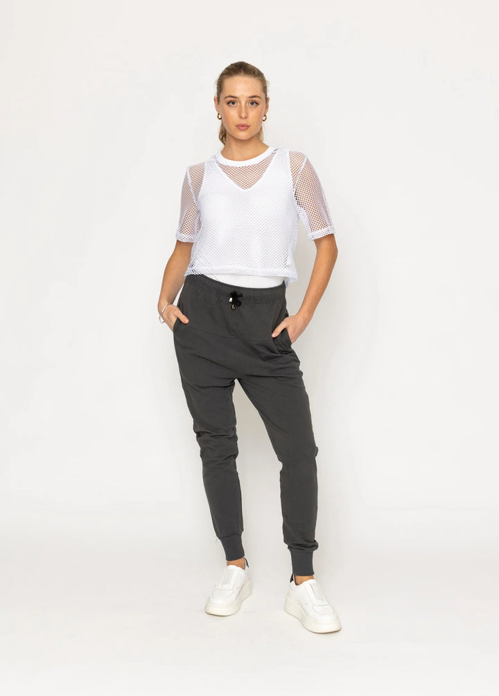 Arrow Mesh Top | White