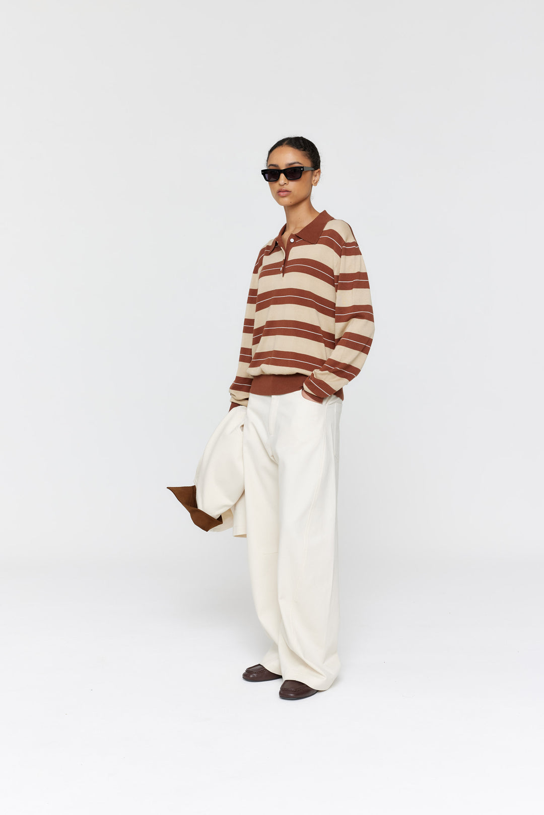 Noe Polo | Cocoa/White/Beige Stripe