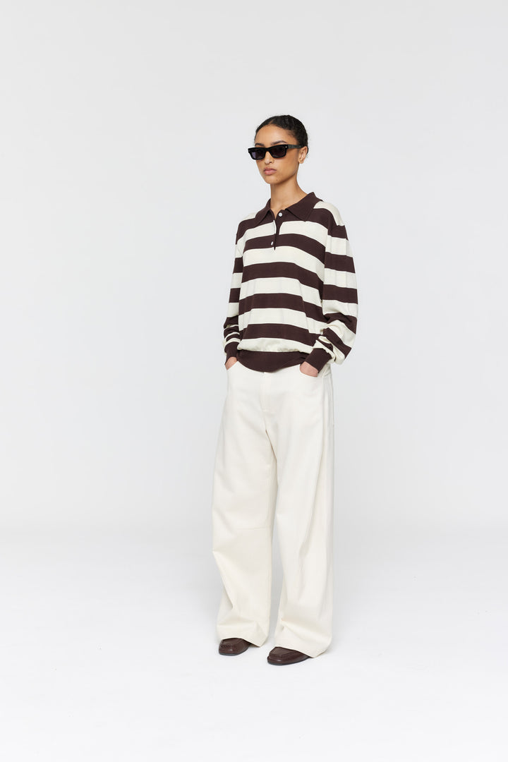 Noe Polo | Brown/Cream Stripe