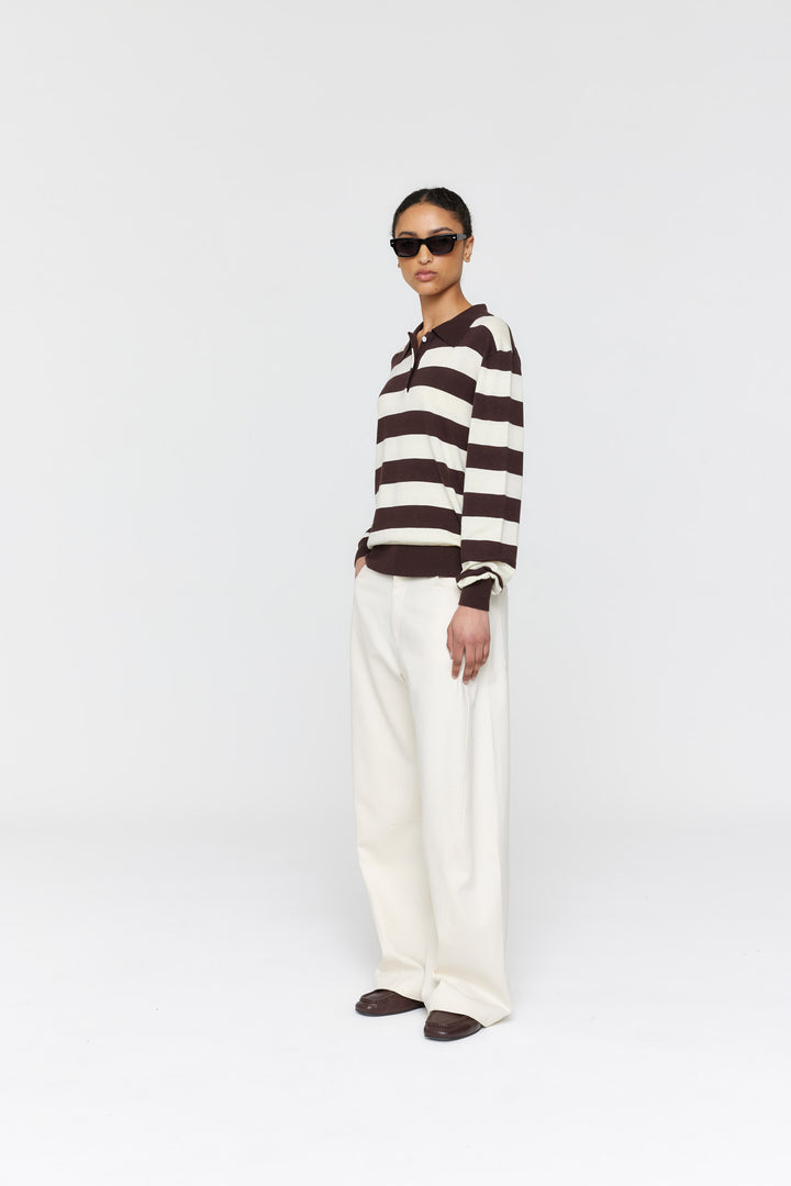 Noe Polo | Brown/Cream Stripe