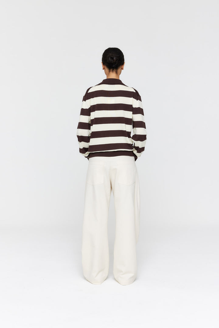 Noe Polo | Brown/Cream Stripe