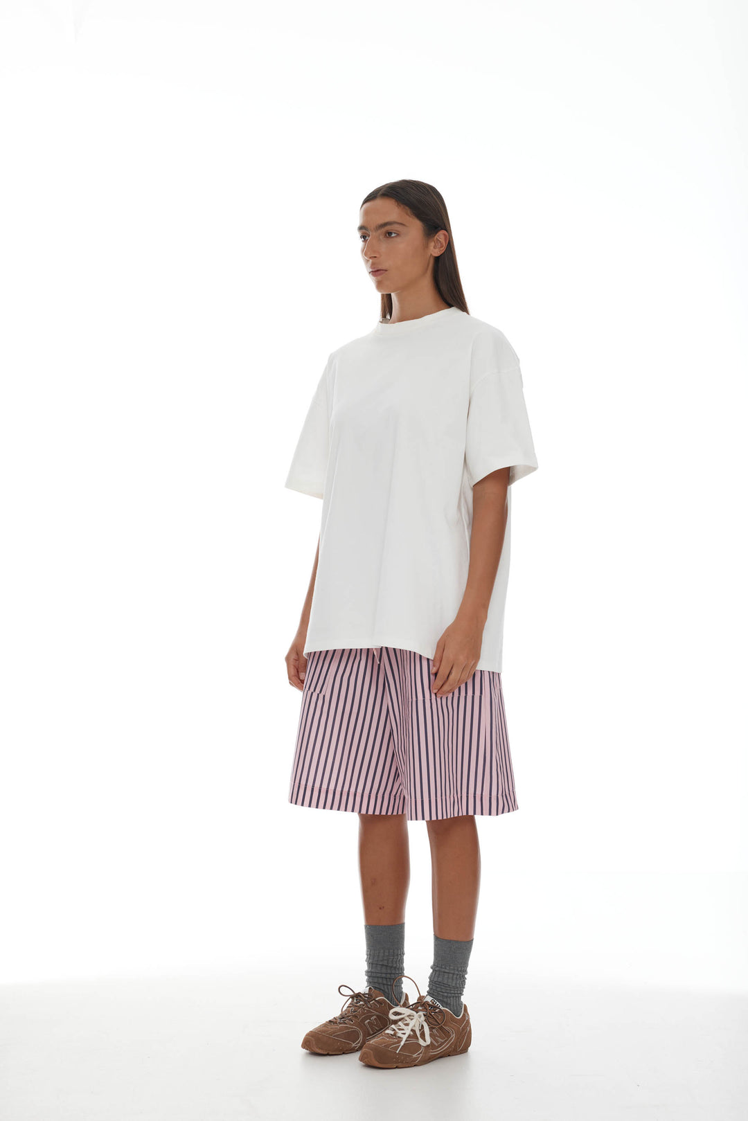 Linley Short | Light Pink/Plum Stripe