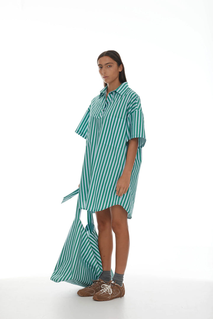 Holger Shirt Dress | Grass Green/Light Blue