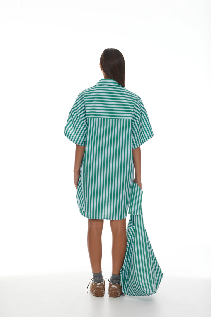 Holger Shirt Dress | Grass Green/Light Blue
