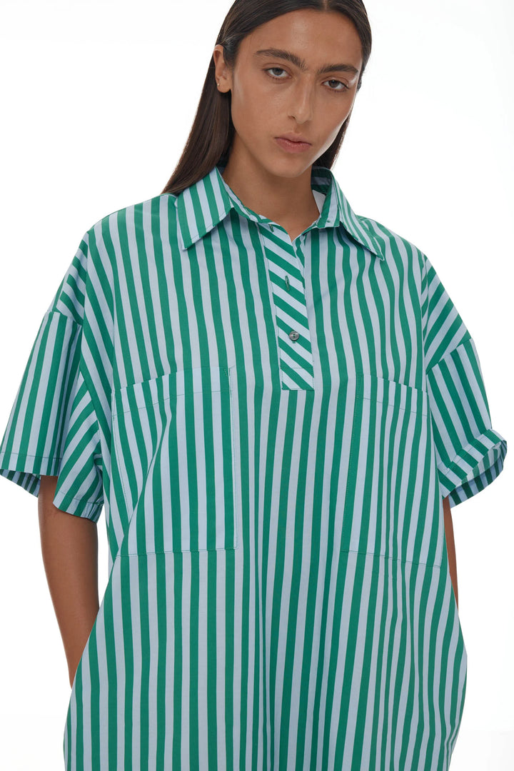 Holger Shirt Dress | Grass Green/Light Blue