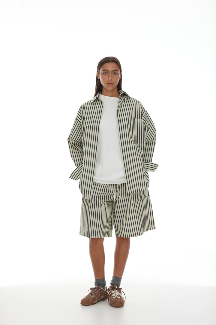 Anchor Shirt | Sage/Dark Khaki Stripe