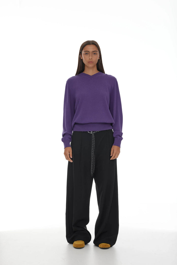 Serge Pant With Rope Belt | Black
