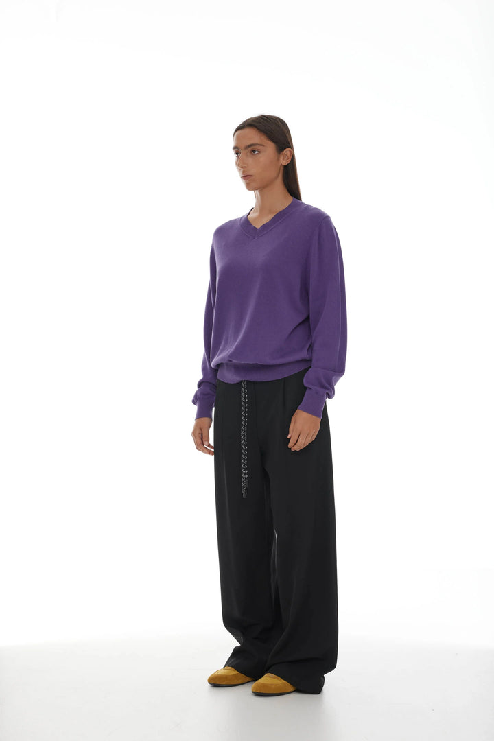 Serge Pant With Rope Belt | Black