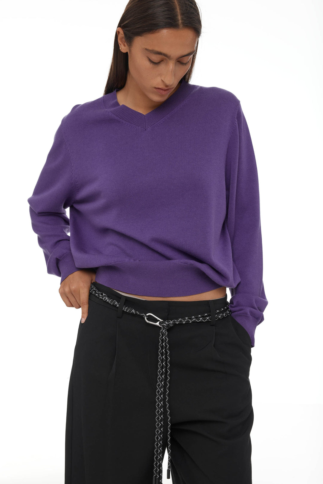 Serge Pant With Rope Belt | Black