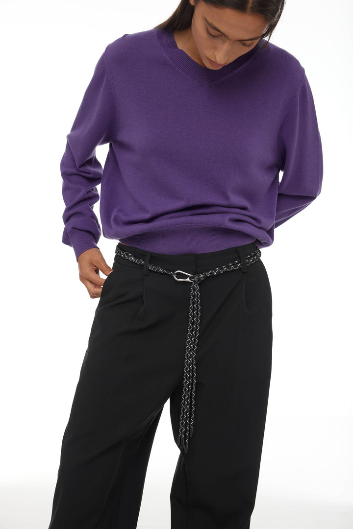 Serge Pant With Rope Belt | Black