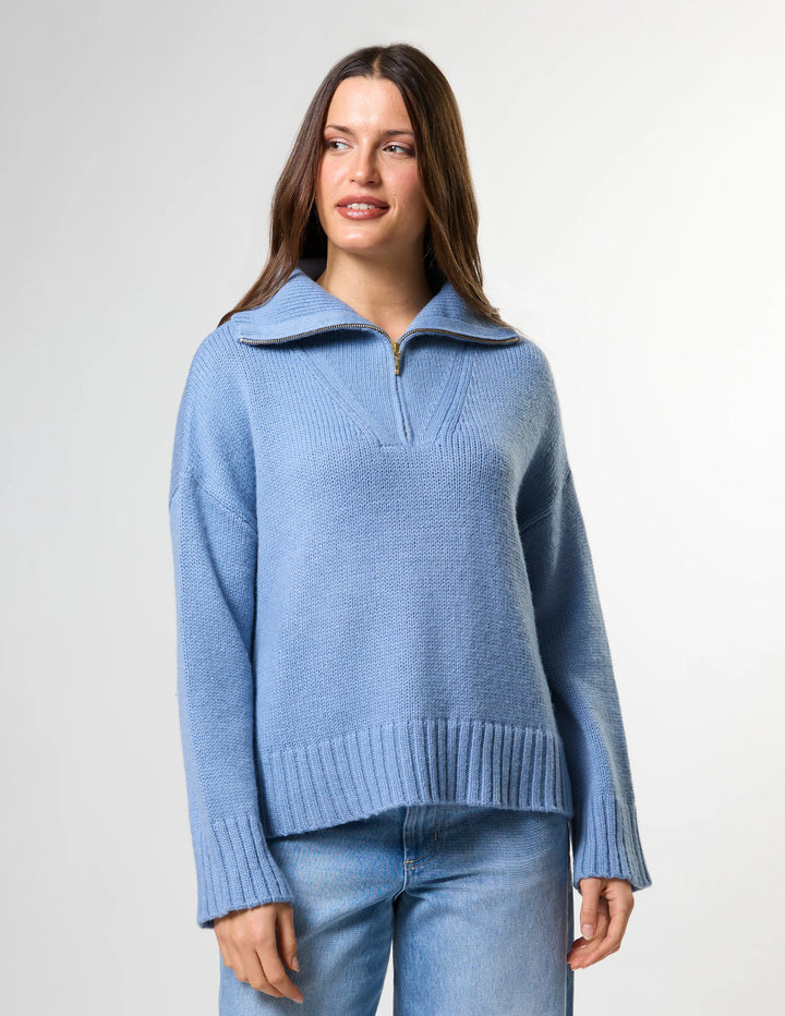Cory Zip Knit | Glacier Blue