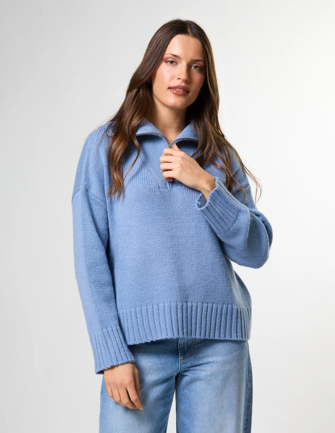 Cory Zip Knit | Glacier Blue