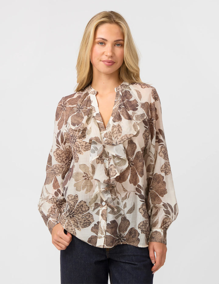 Gina Blouse | Brown Floral