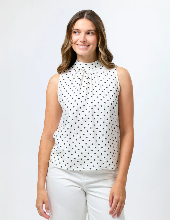 Ramone Blouse | White/Black Spot