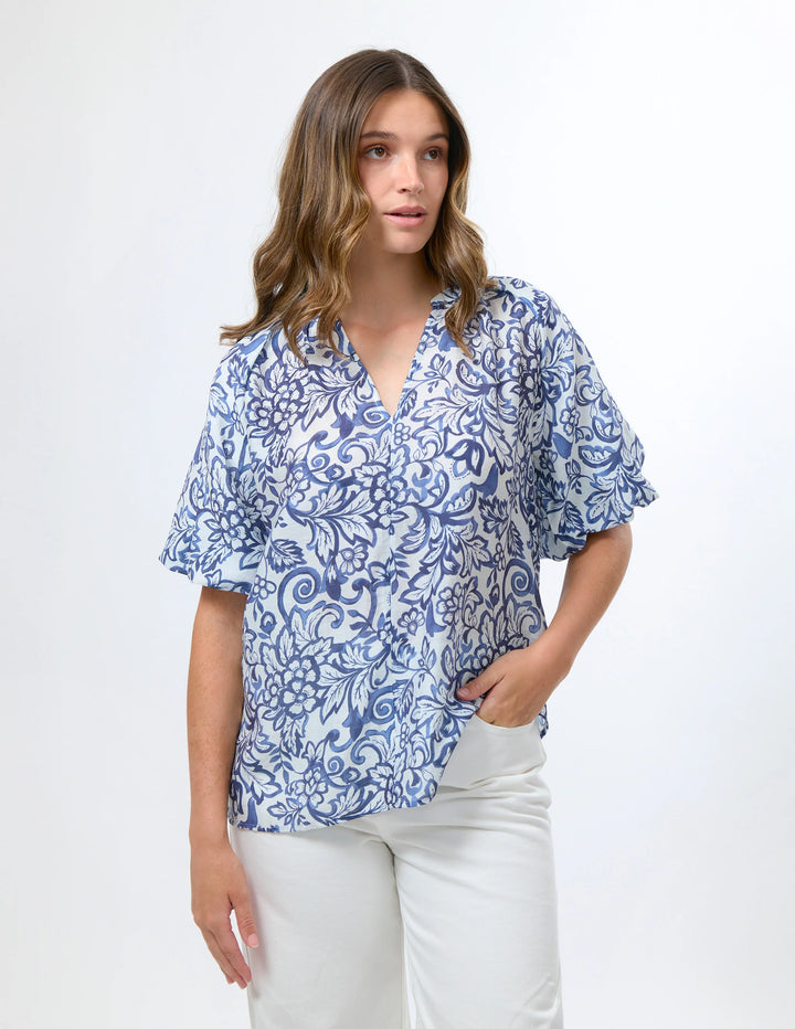 Sonnet Blouse | Blue Hibiscus