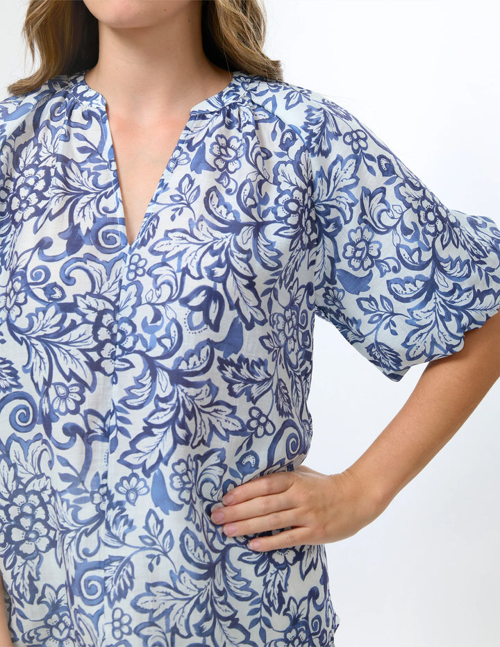 Sonnet Blouse | Blue Hibiscus