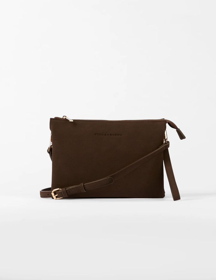 Frankie Multi Pouch Bag | Choc Suede