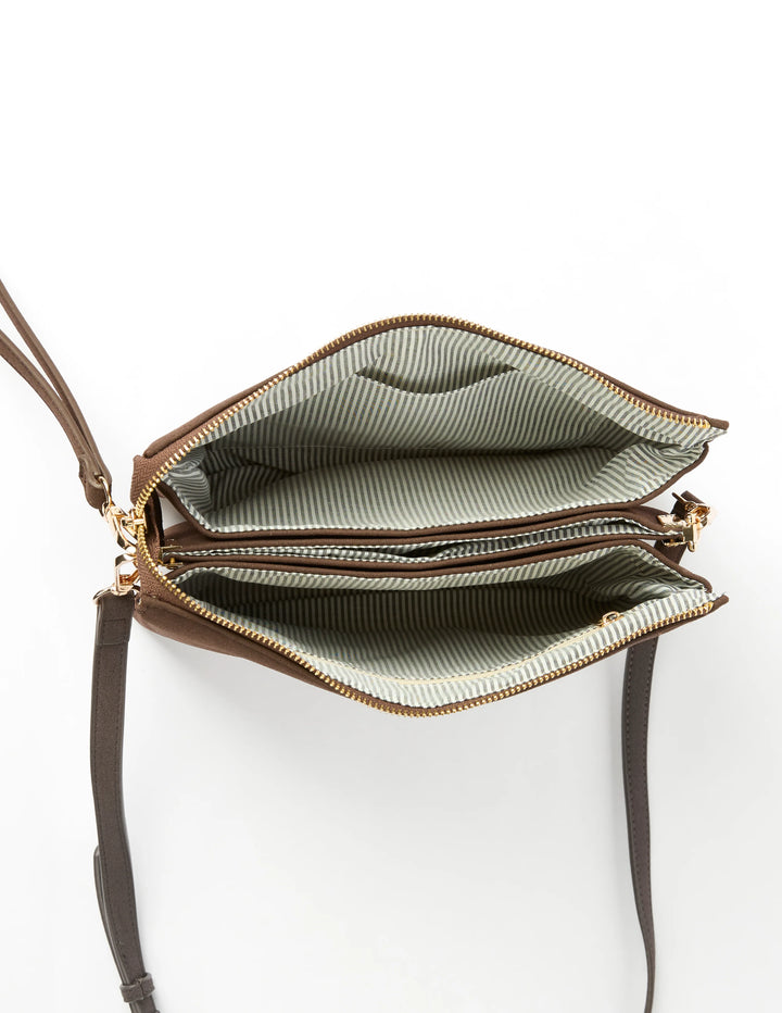 Frankie Multi Pouch Bag | Choc Suede