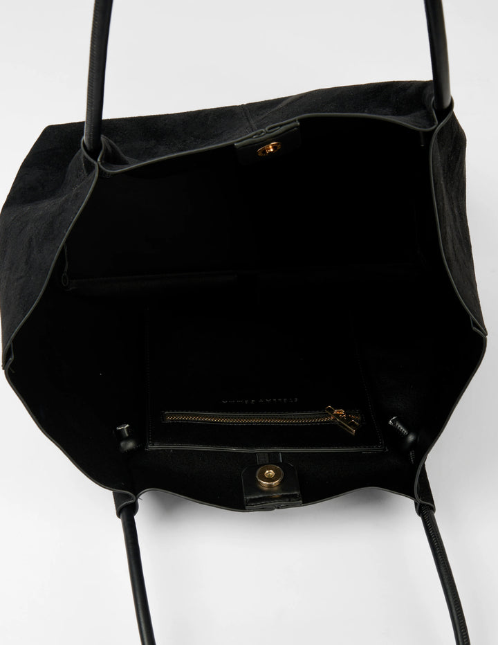 Clemence Tote | Black Suedette