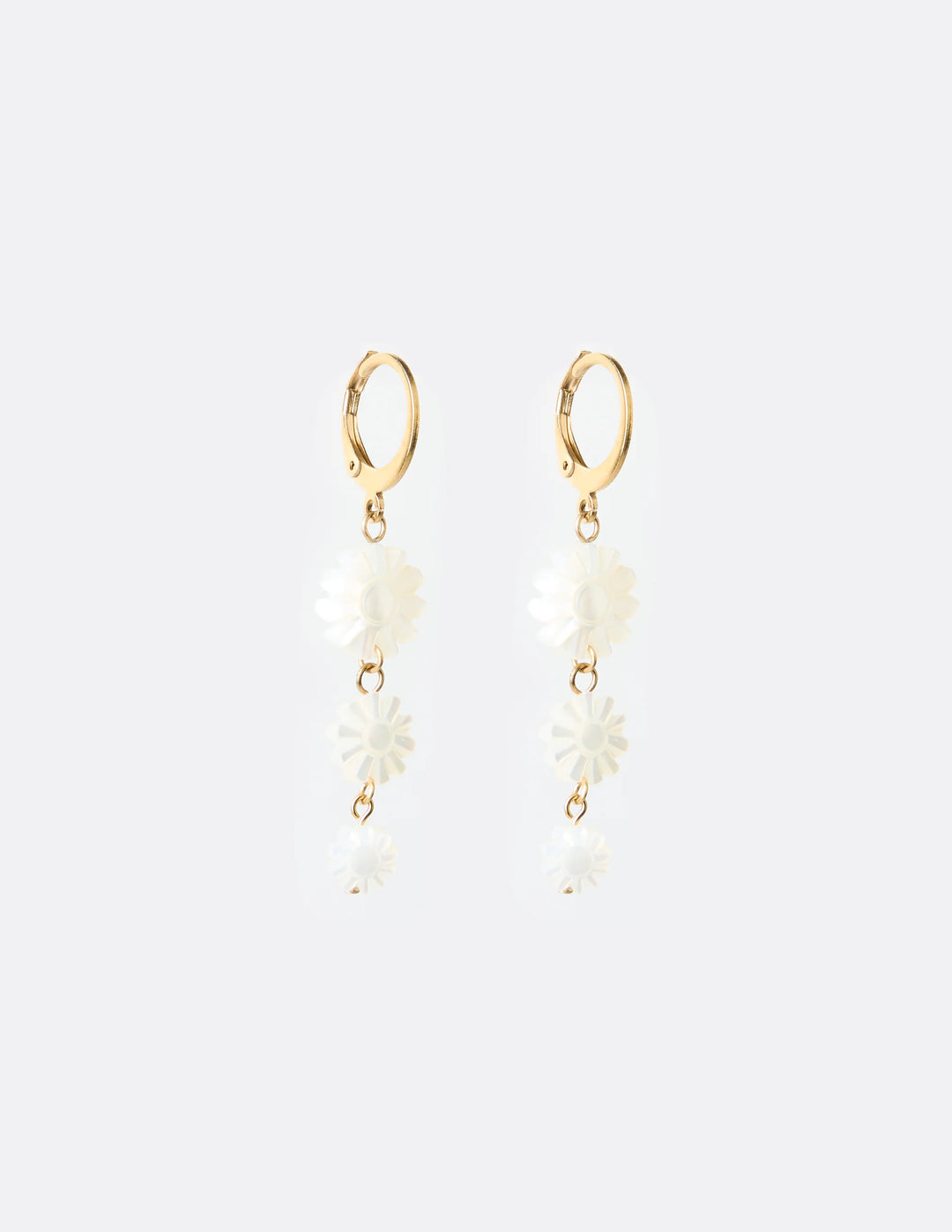Earring | Gold Hoop Shell Flowers