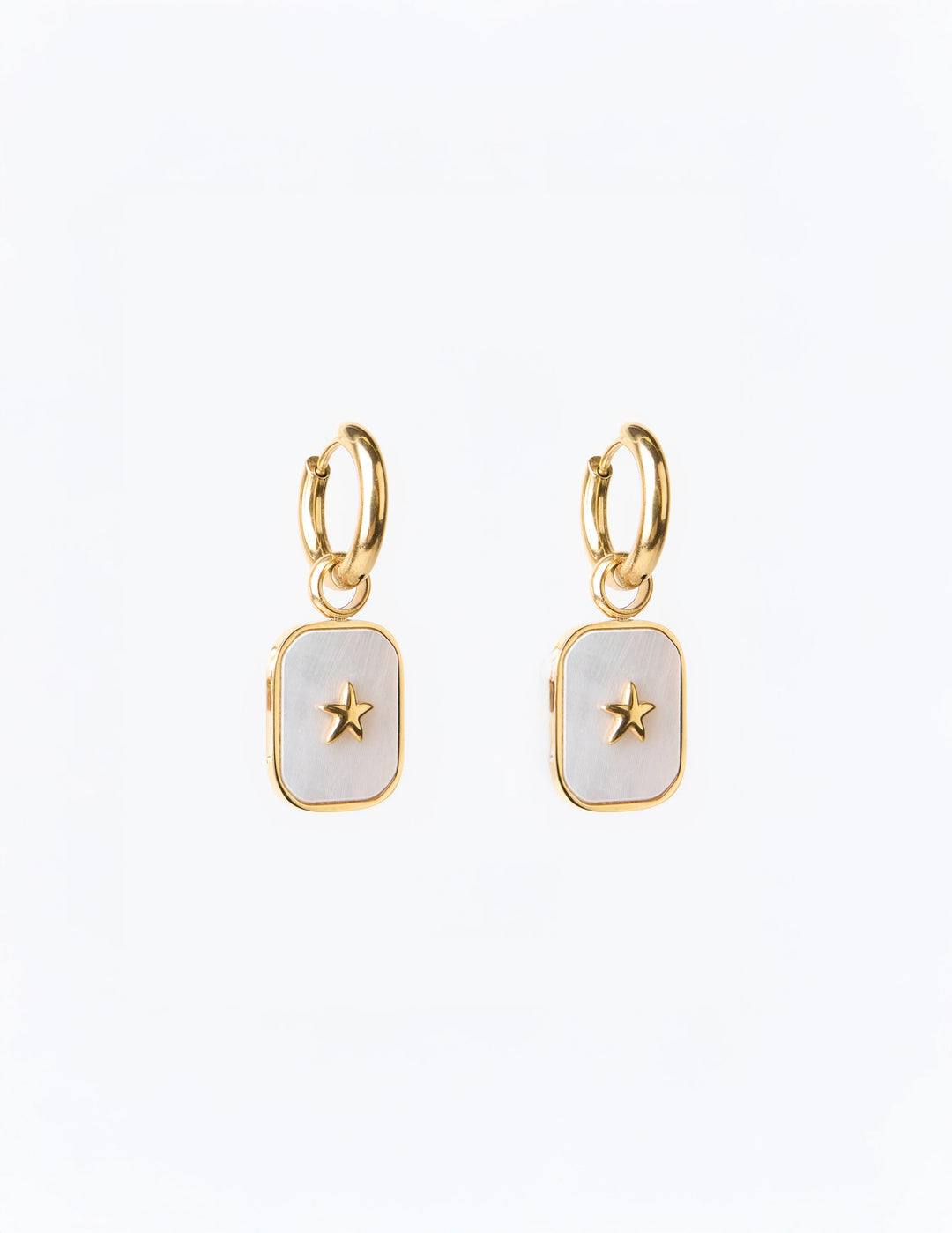 Earring | Gold Shell Square