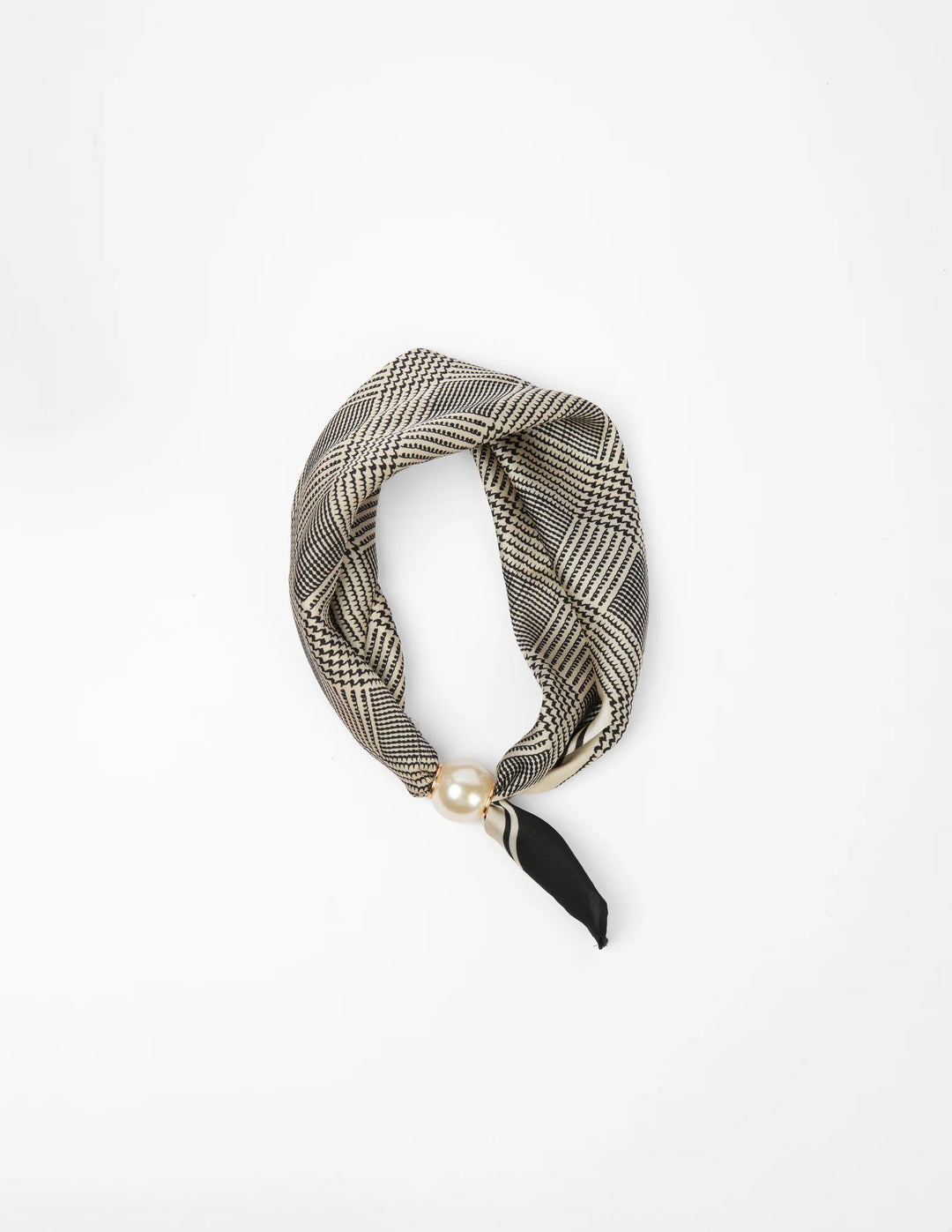 Pearl Fasten Neck Tie | Geo Black/Taupe