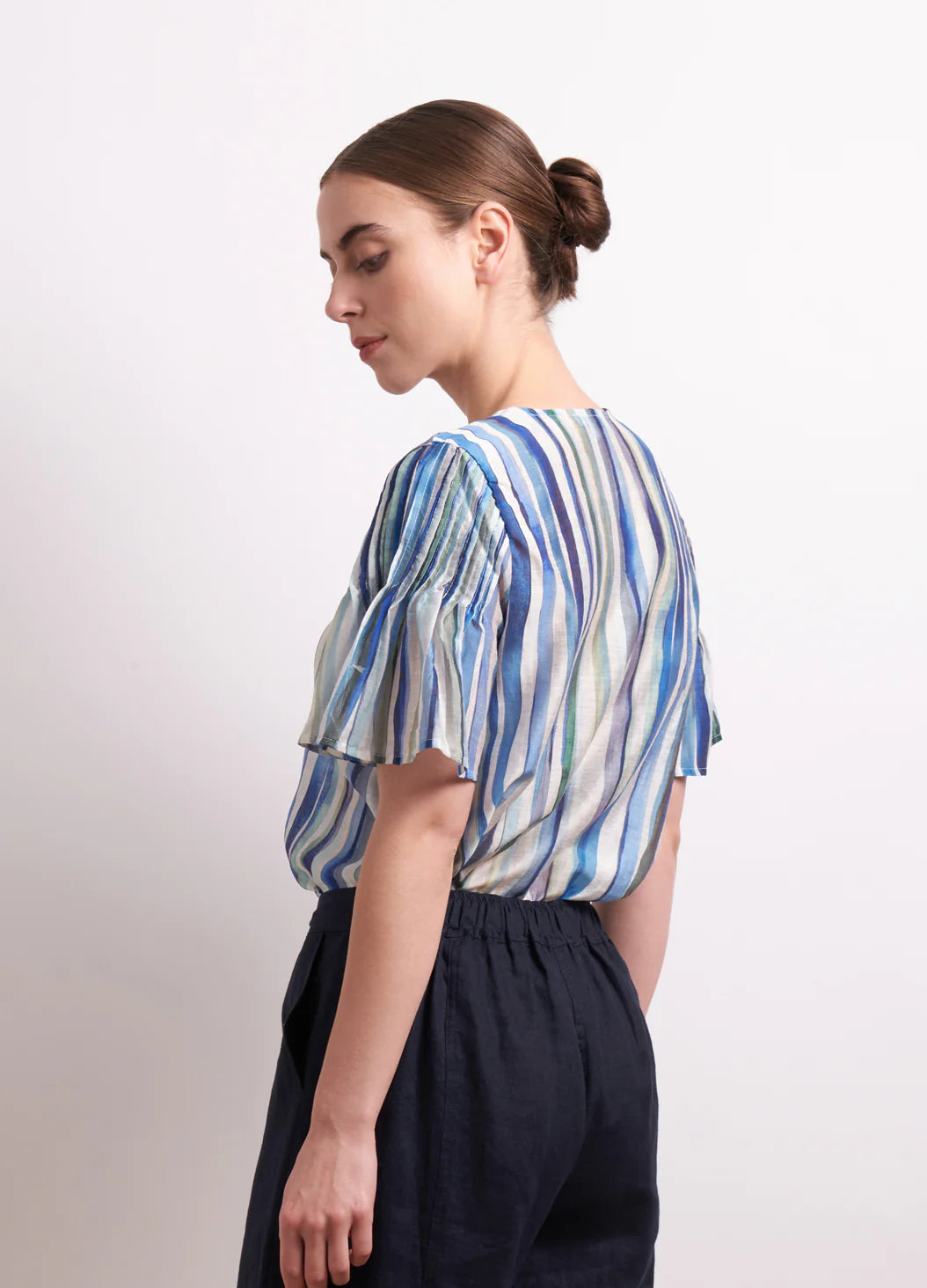 Draw the Line Blouse | Azure Stripe