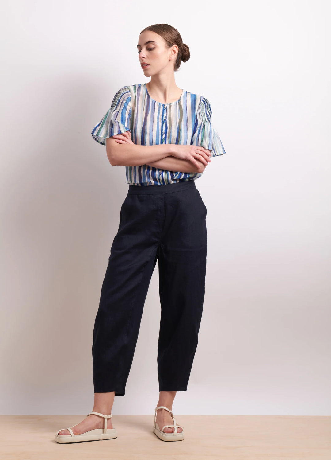Draw the Line Blouse | Azure Stripe