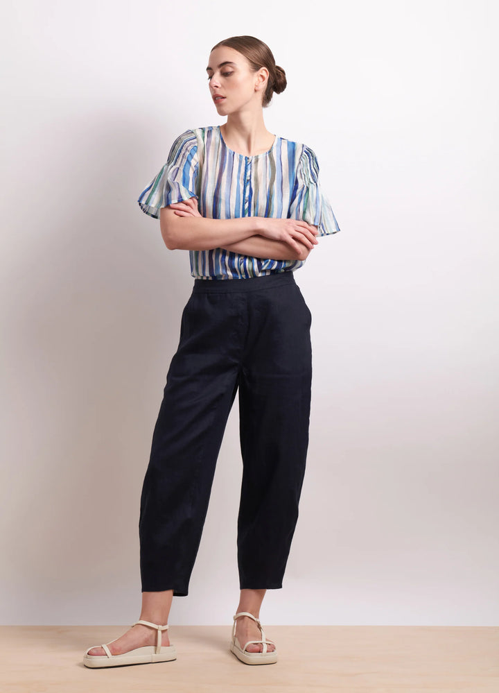 Draw the Line Blouse | Azure Stripe