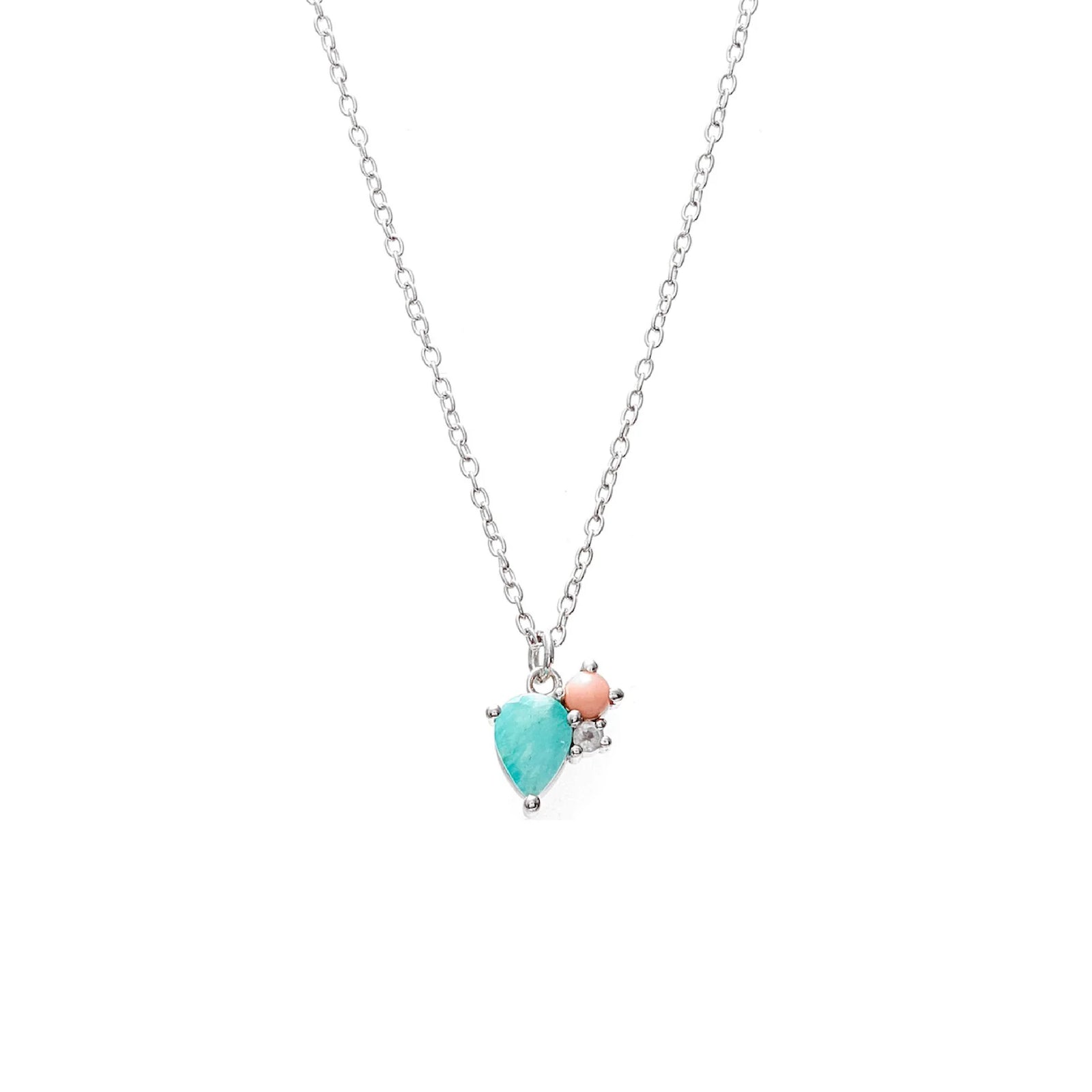 Bloom Necklace | Amazonite/Pink Opal/RQ/Silver