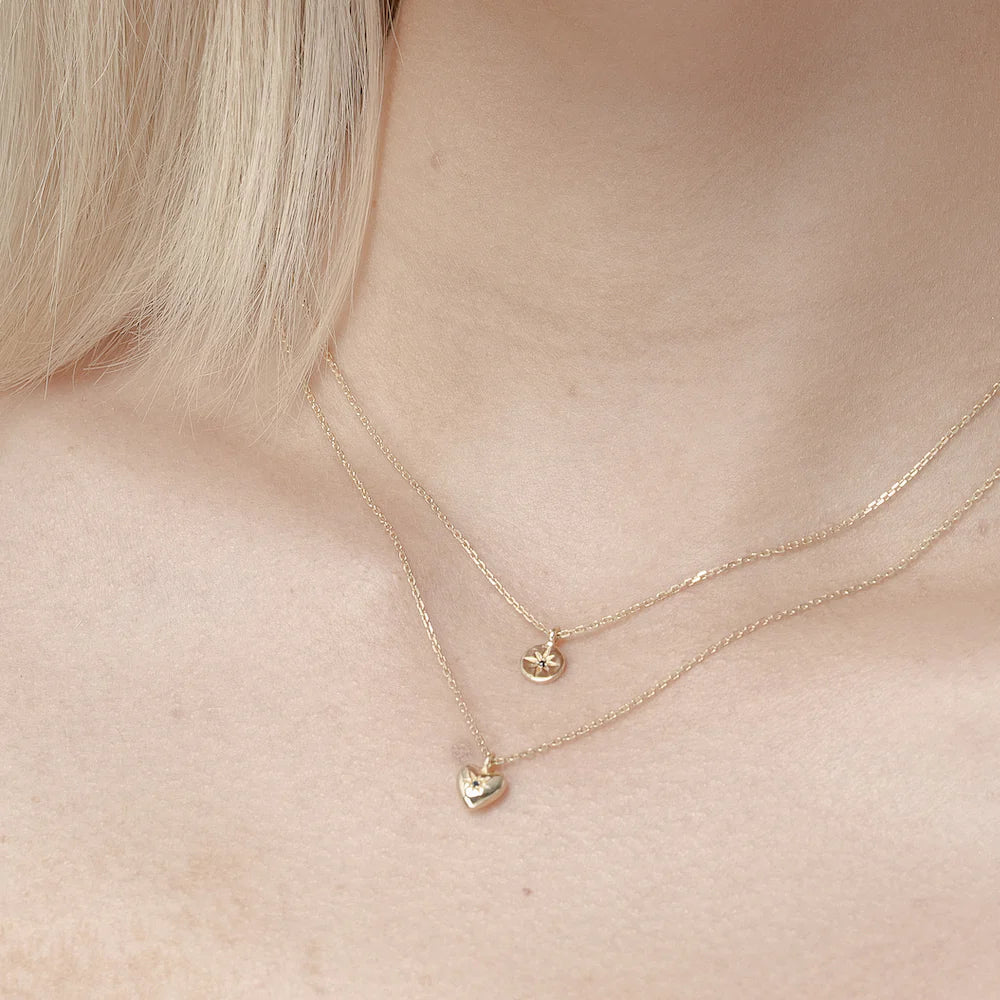 Petite North Star Necklace | Black Diamond/Gold