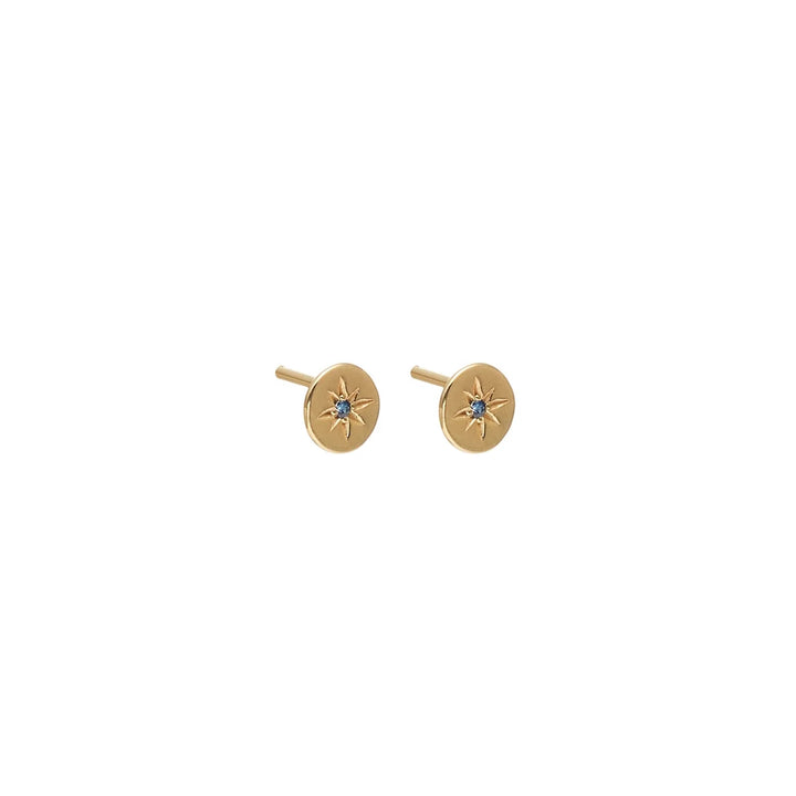 Petite North Star Studs | Blue Sapphire/Gold