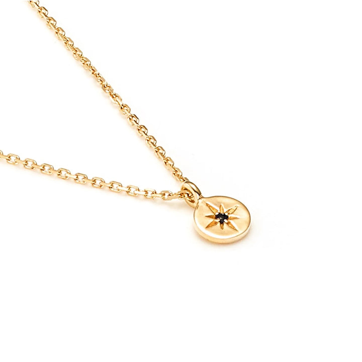 Petite North Star Necklace | Black Diamond/Gold