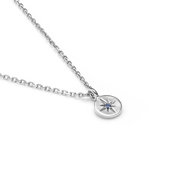 Petite North Star Necklace | Blue Sapphire/Silver
