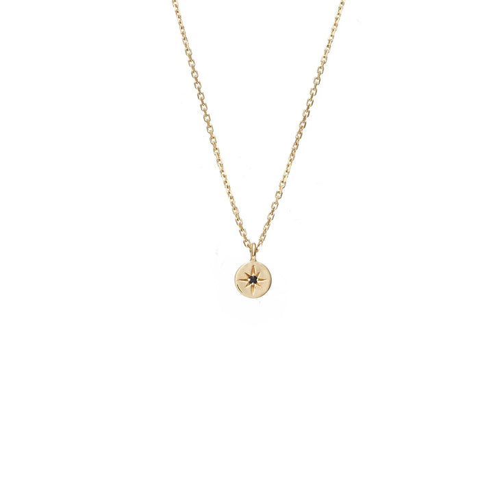 Petite North Star Necklace | Black Diamond/Gold