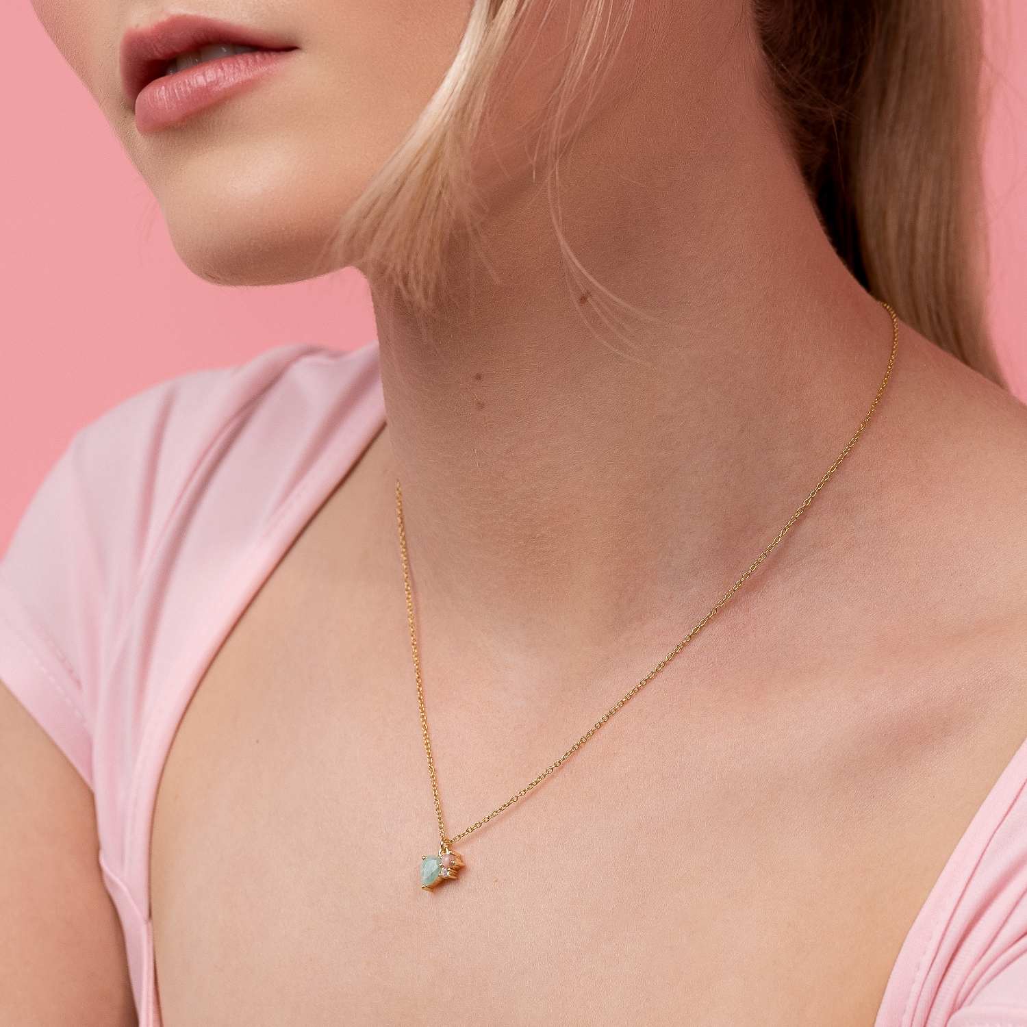 Bloom Necklace | Amazonite/Pink Opal/RQ/Silver