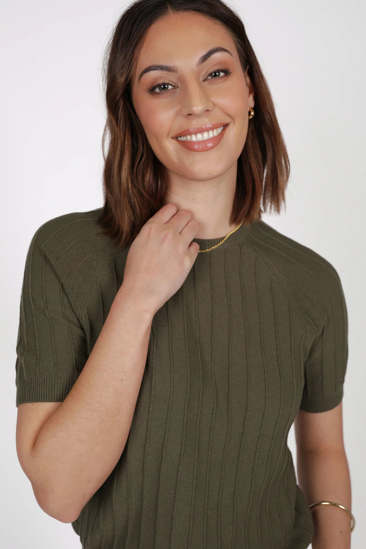 Soleil Knit Tee | Olive