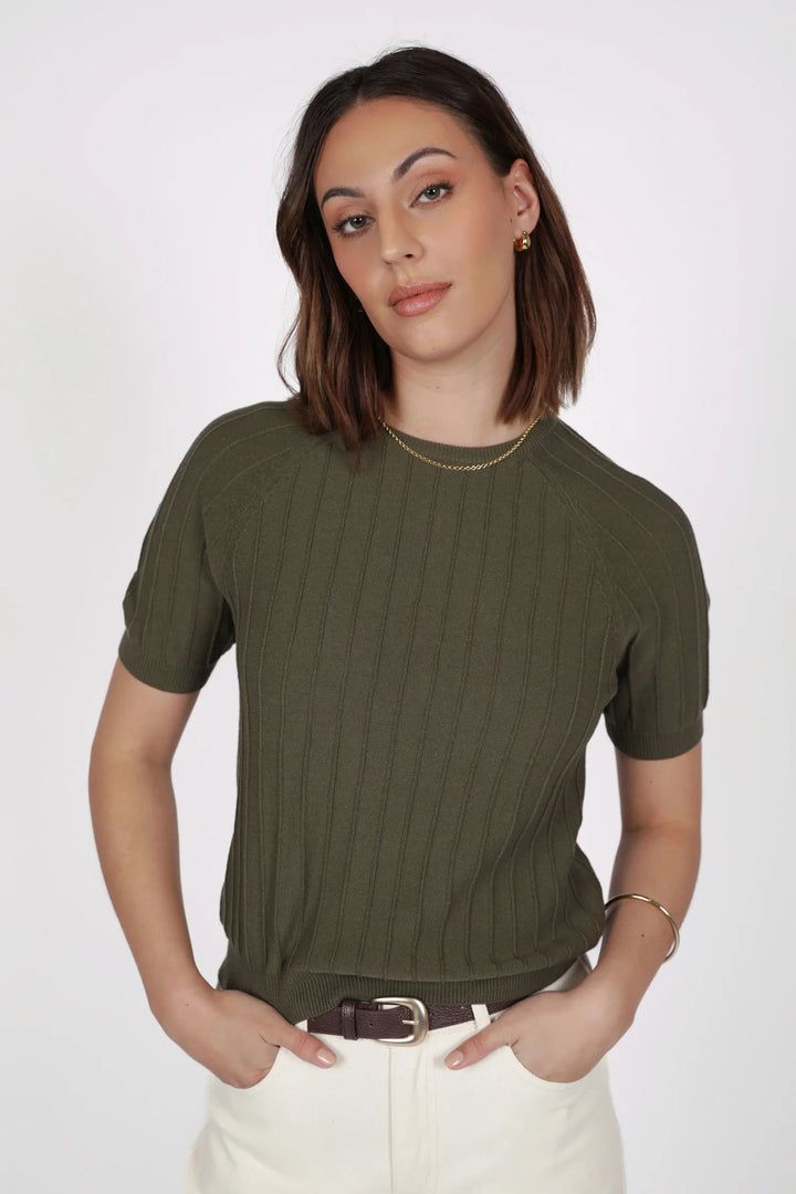 Soleil Knit Tee | Olive