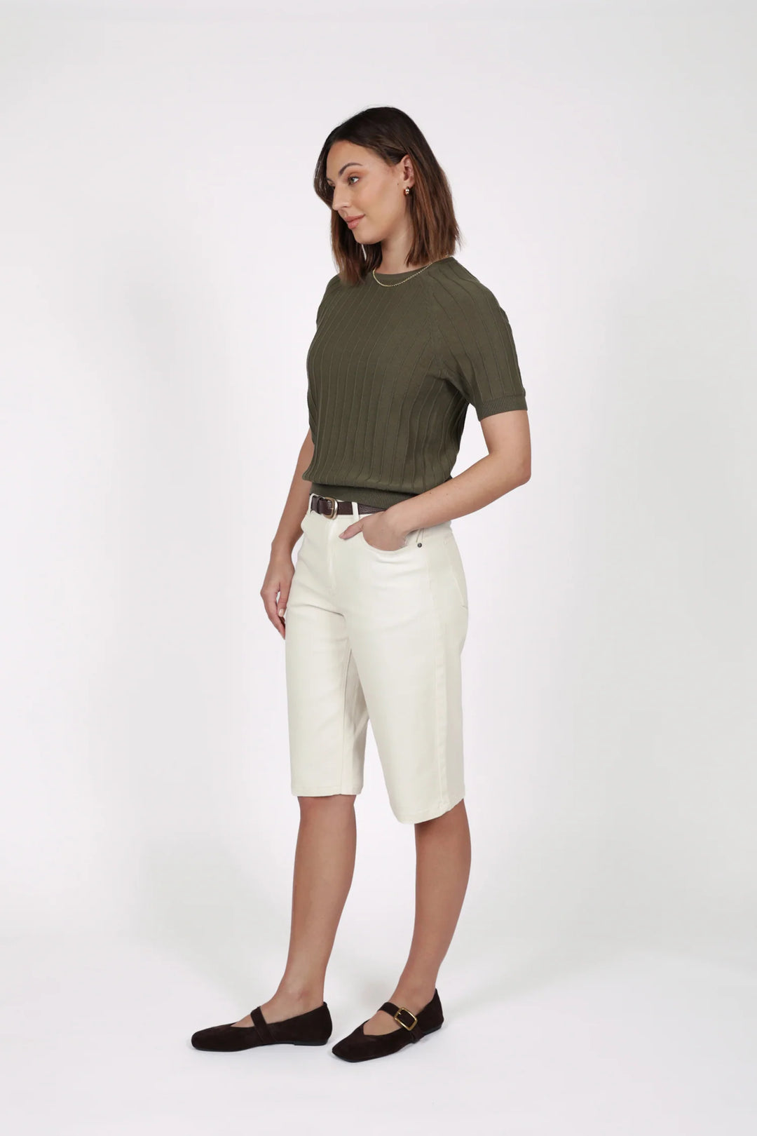 Soleil Knit Tee | Olive