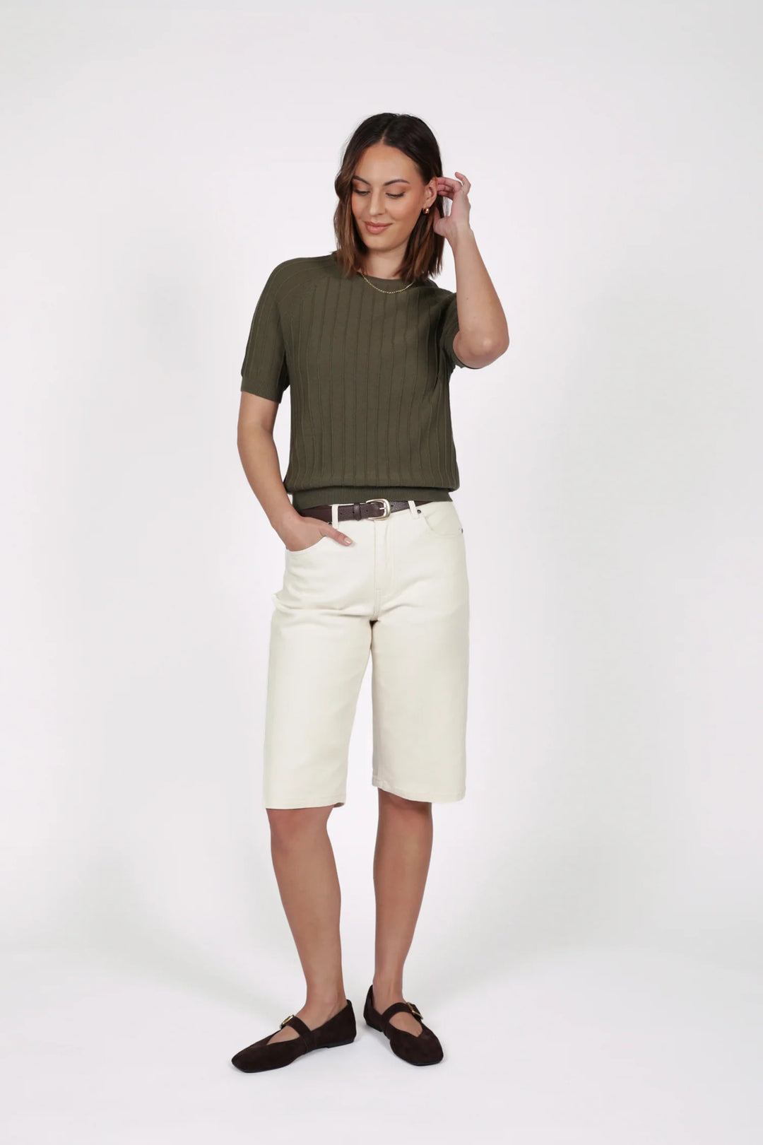 Soleil Knit Tee | Olive