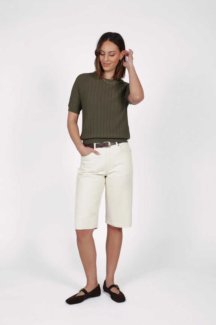 Soleil Knit Tee | Olive