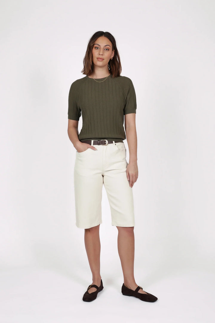 Soleil Knit Tee | Olive
